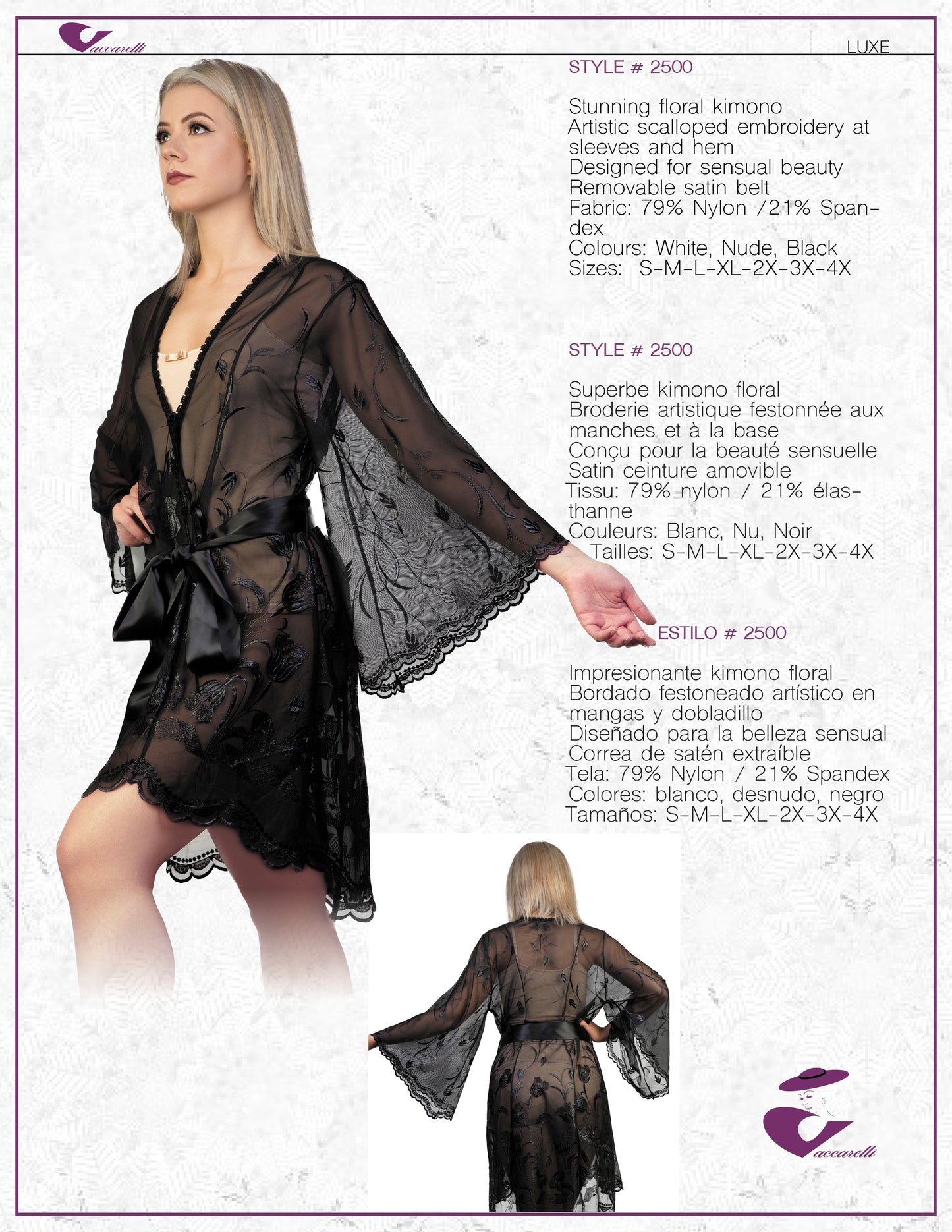 Vaccarelli Style #2500 Stunning Floral Kimono