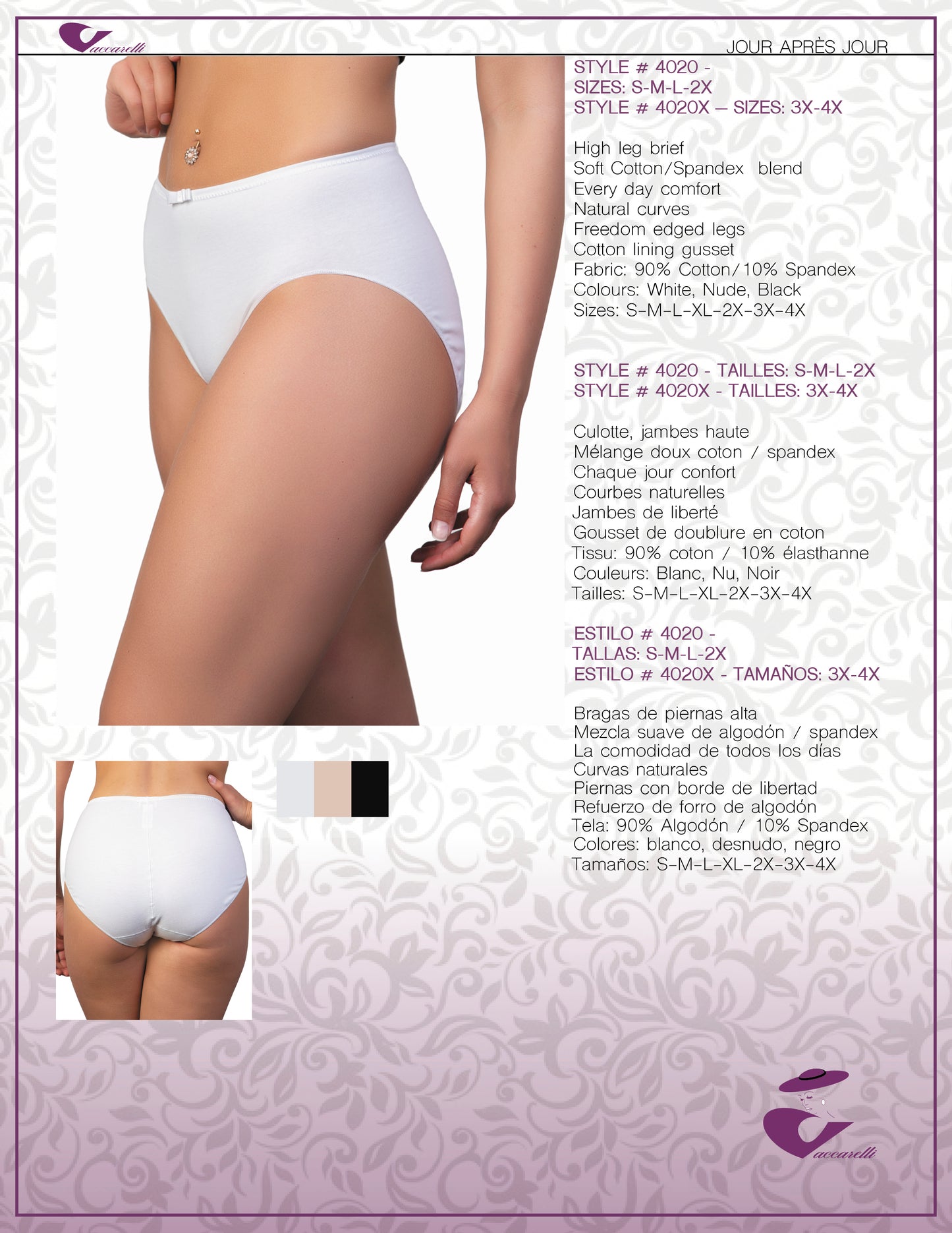 Vaccarelli Style # 4020 High Leg Brief