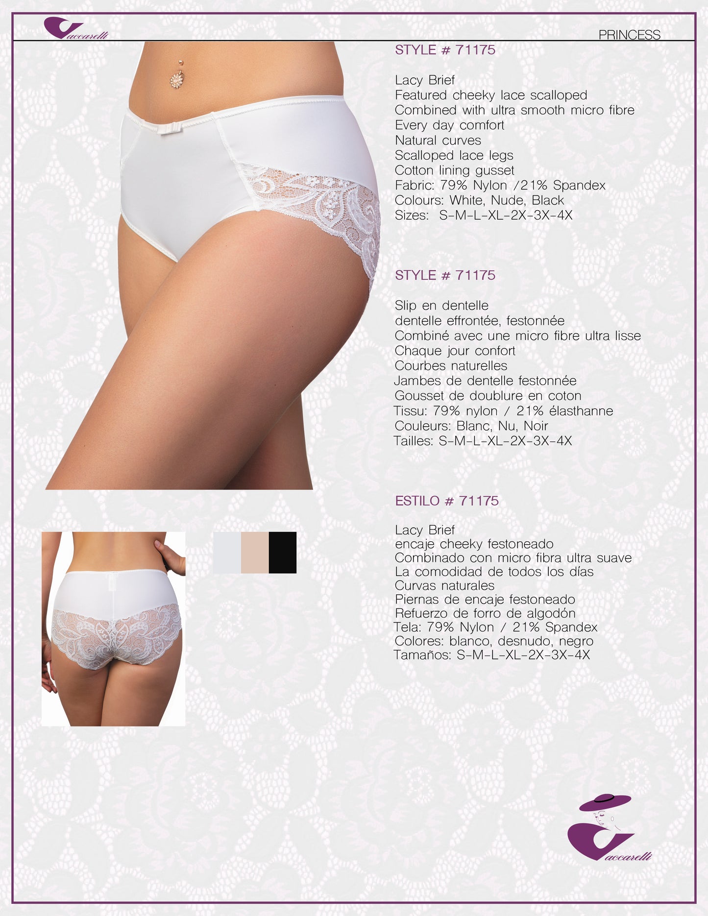 Vaccarelli Style # 71175 Lacy Brief