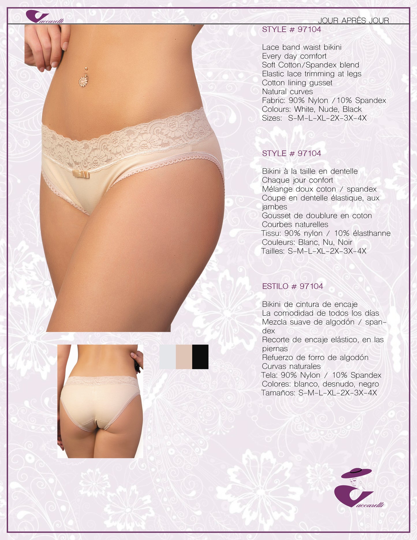 Vaccarelli Style # 97104 Lace Band Waist Bikini