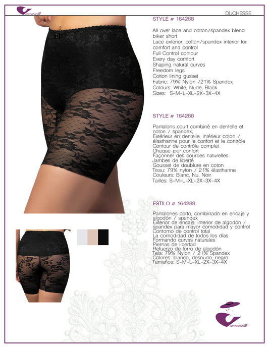 Vaccarelli Style # 164288 All over lace and cotton/spandex blend biker short
