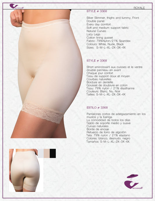 Vaccarelli Style # 3368, Biker Slimmer, thighs and tummy, front double panel ( Royale)