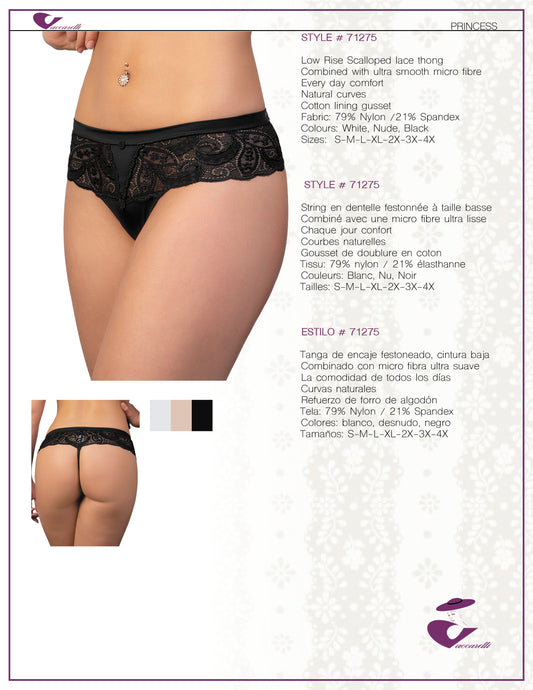 Vaccarelli Style # 71275 Low rise Scalloped lace Thong