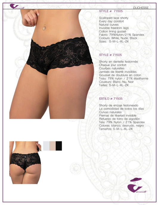 Vaccarelli Style # 71505 Scalloped stretch lace Shorty