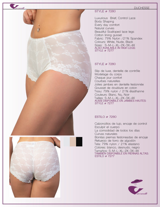 Vaccarelli Style # 7280 Luxurious Brief, Control Lace